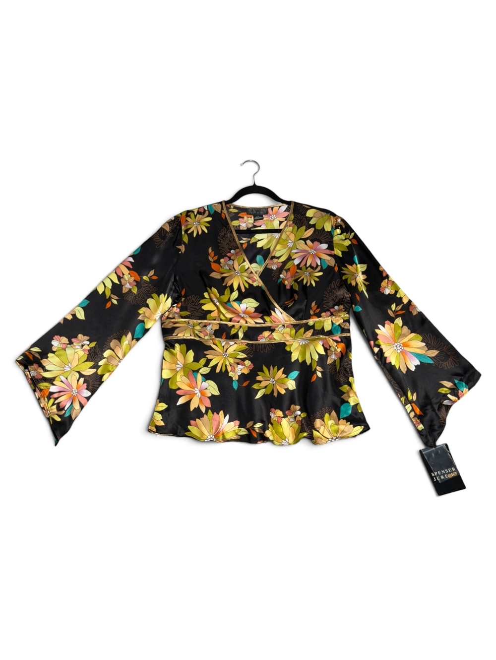 Vintage NWT Spenser Jeremy Women's Floral 100% Silk Blouse Size L